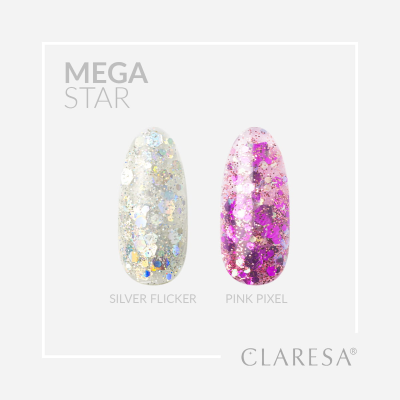 Glitter Nailart UV-Gel Mega Star Pink Pixel 10g Claresa