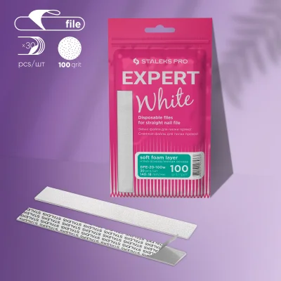 Weiße Einwegfeilen Für Gerade Nagelfeile Soft EXPERT 20 100 grit (30 Stück) Staleks