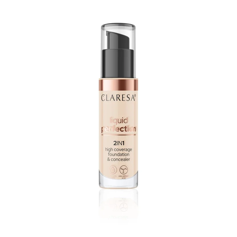 Liquid Perfection Foundation & Concealer 2in1 102 Warm Medium 34g Claresa