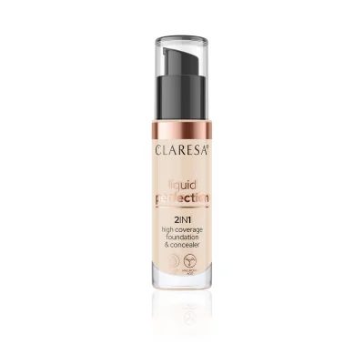 Liquid Perfection Foundation & Concealer 2in1 102 Warm Medium 34g Claresa