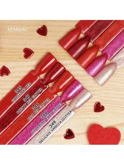 UV Nagellack Semilac 346 Chic Red Glitter